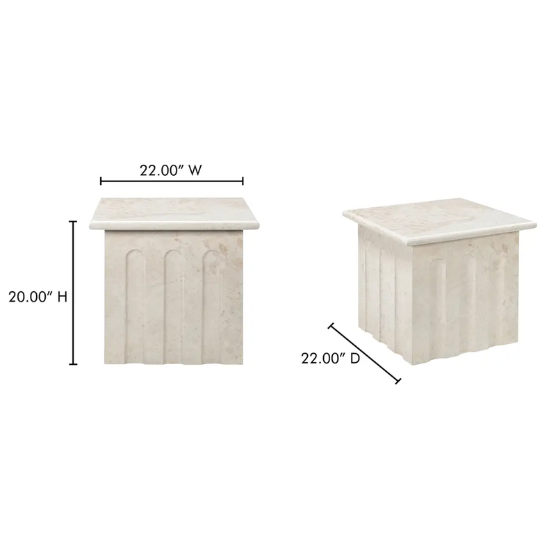Forum Side Table Cream Marble