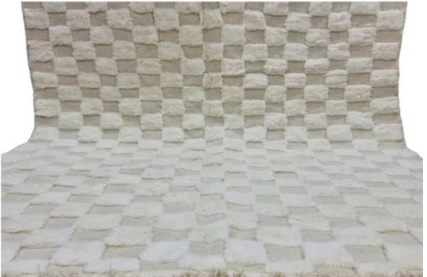 Ivory Checkered Beni Ouarain Rug