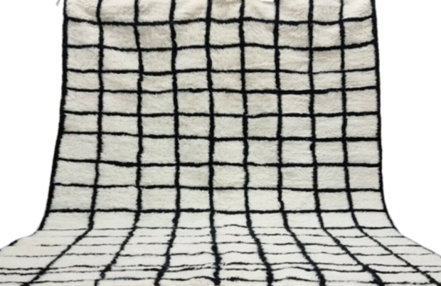 Black White Checkered Beni Ouarain Rug