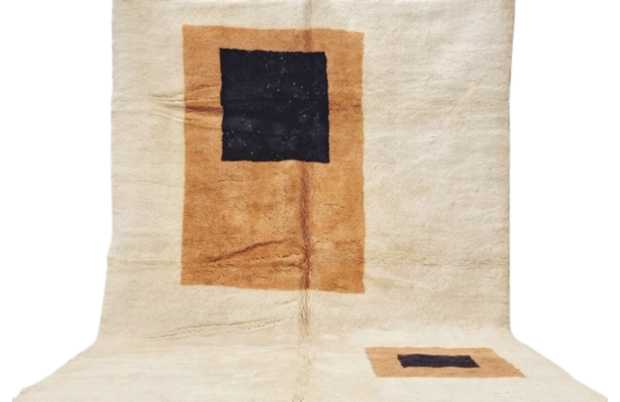 Sandy Brown Abstract Beni Ouarain Rug