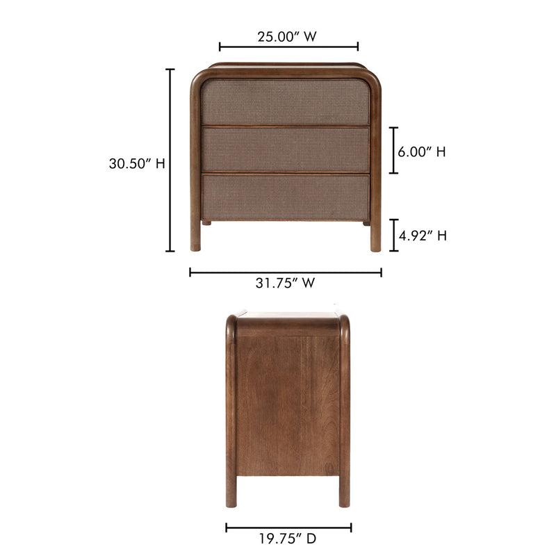 Rye 3 Drawer Nightstand